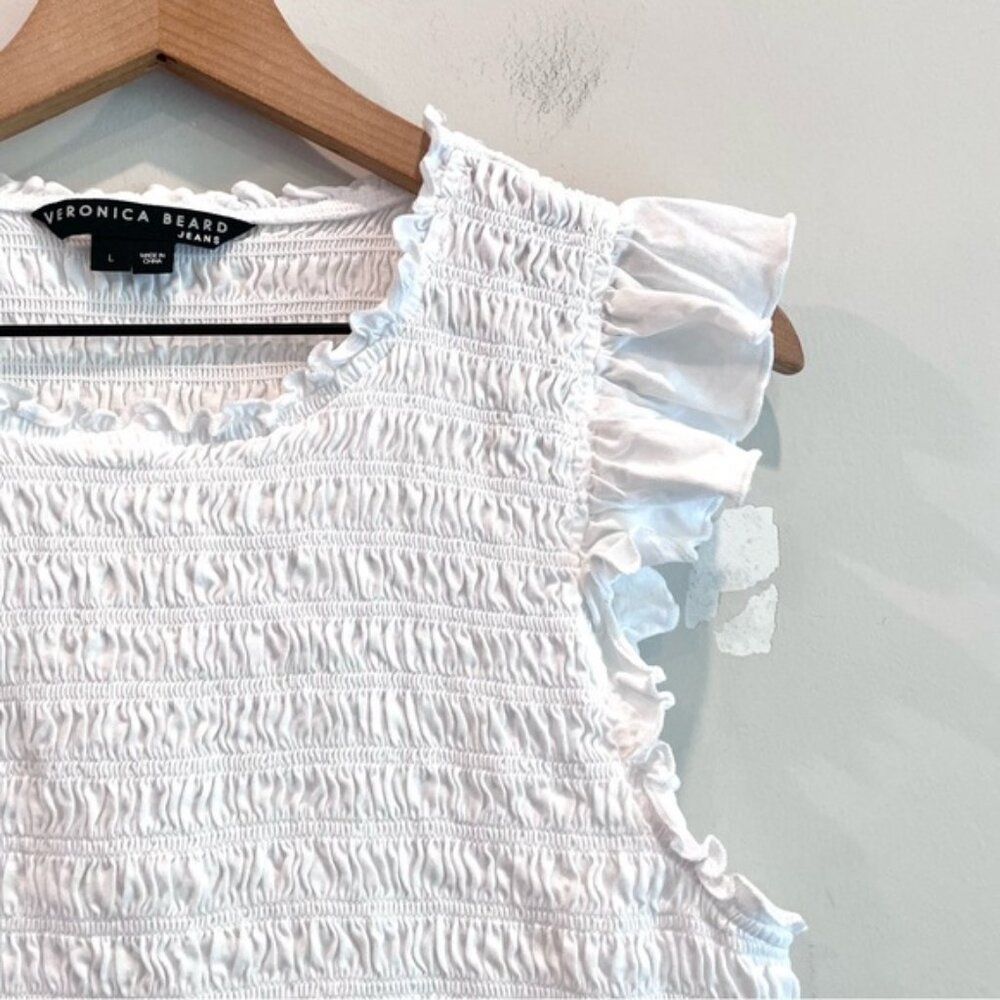 Veronica Beard Ruffle Flutter Sleeve Smocked Top - image 6